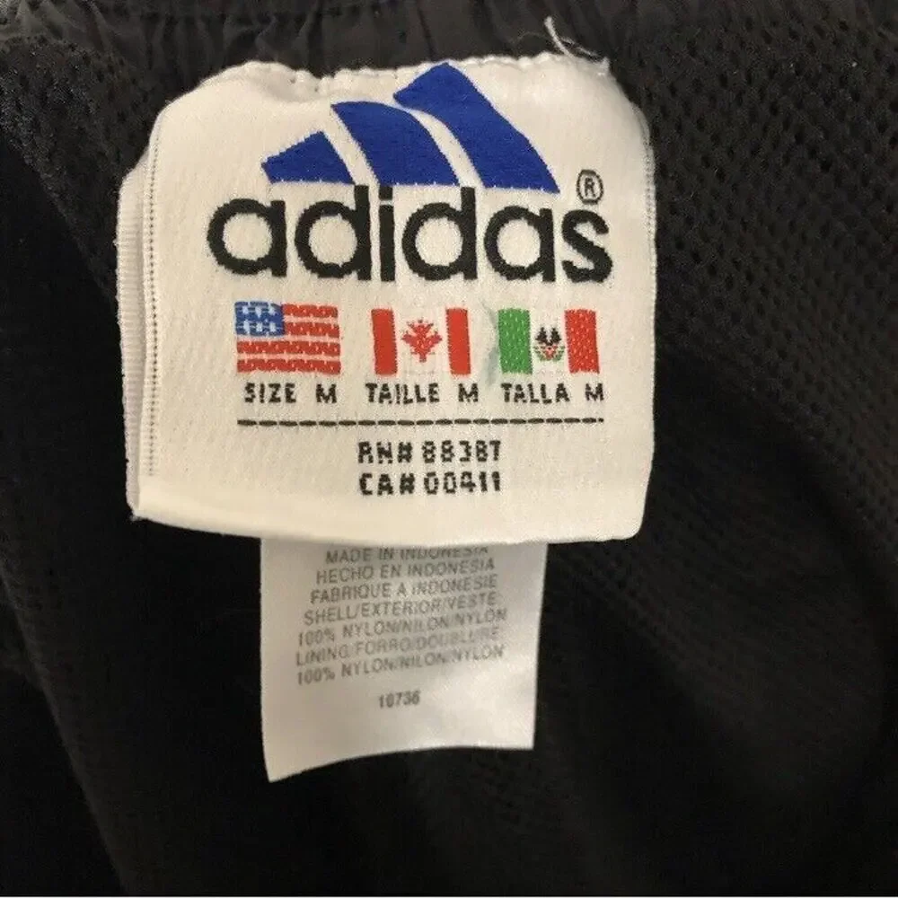 Adidas Size Medium Swim Trunks Black & Teal Blue White Logo Swimming Shorts